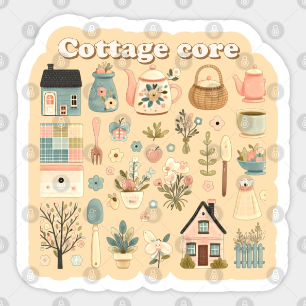 Cottage core aesthetic patterns Sticker by Apparels2022